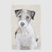 Russell Terrier Rough Painting - Original Dog Art Golfhanddoek (Voorkant)