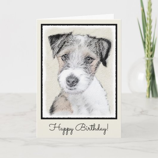 Russell Terrier Rough Painting - Original Dog Art Kaart (Voorkant)