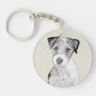 Russell Terrier Rough Painting - Original Dog Art Sleutelhanger
