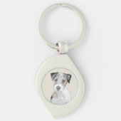 Russell Terrier Rough Painting - Original Dog Art Sleutelhanger (Voorkant)