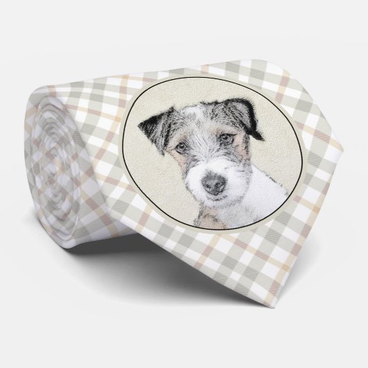 Russell Terrier Rough Painting - Original Dog Art Stropdas (Opgerold)