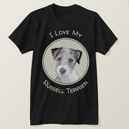 Russell Terrier Rough Painting - Original Dog Art T-shirt (Design voorkant)