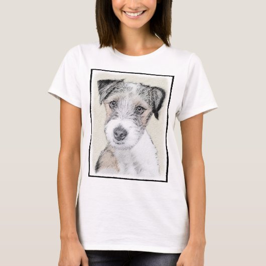 Russell Terrier Rough Painting - Original Dog Art T-shirt (Voorkant)