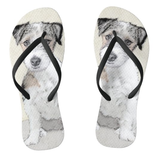 Russell Terrier Rough Painting - Original Dog Art Teenslippers (Voetbed)