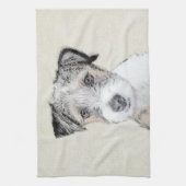 Russell Terrier Rough Painting - Original Dog Art Theedoek (Verticaal)