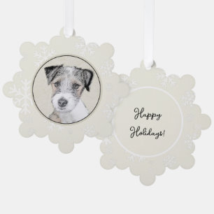 Russell Terrier Ruw Schilderij - Originele Honden  Ornament Kaart