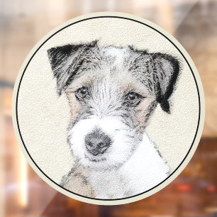 Russell Terrier Ruw Schilderij - Originele Honden Raamsticker