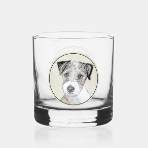 Russell Terrier Ruw Schilderij - Originele Honden Whisky Glas