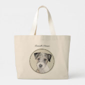 Russell Terrier Schilderen Rough Original Dog Art Grote Tote Bag (Achterkant)