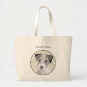 Russell Terrier Schilderen Rough Original Dog Art Grote Tote Bag (Voorkant)