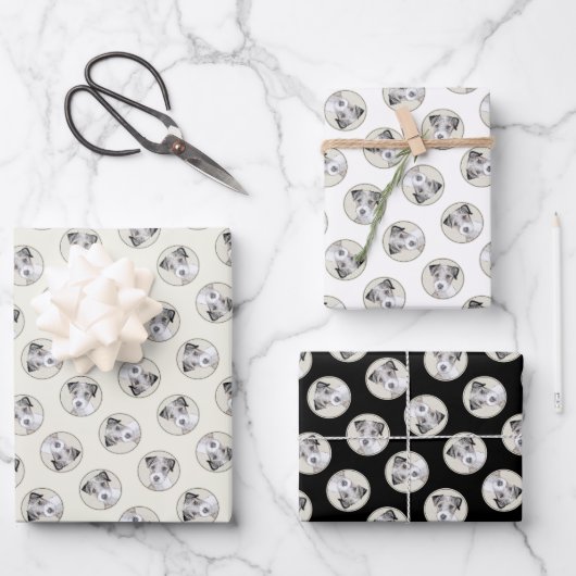 Russell Terrier Schilderen Rough Original Dog Art Inpakpapier Vel (Voorkant)