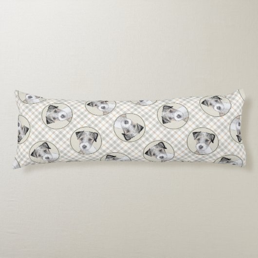 Russell Terrier Schilderen Rough Original Dog Art Lichaamskussen (Voorkant)