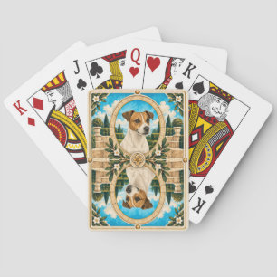 Russell Terrier, Vintage-houtskool-tekening-honden Pokerkaarten