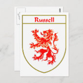 Russell Wapen / Familie Crest Briefkaart (Voorkant / Achterkant)
