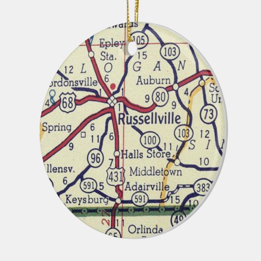 Russellville KY  Map Keramisch Ornament (Links)