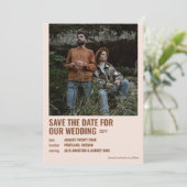 Russet & Amandelroze Hipster Film Poster Foto Save The Date (Staand voorkant)