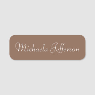 Russet Bruin Effen Kleur Achtergrond: Handgeschrev Naamplaatje