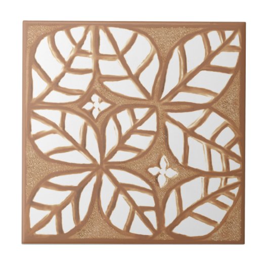 Russet en witte Leaf Keramische Tegel Tegeltje (Voorkant)