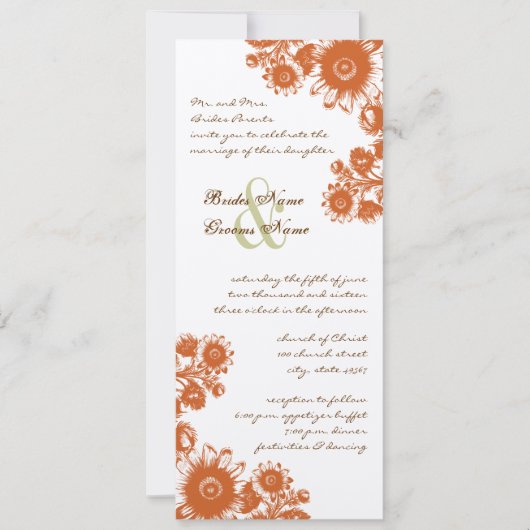 Russet Oranje  uitnodiging tot weduwschap (Voorkant)