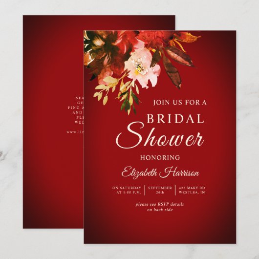 Russet Red Autumn Floral Vrijgezellenfeest Kaart (Voorkant / Achterkant)