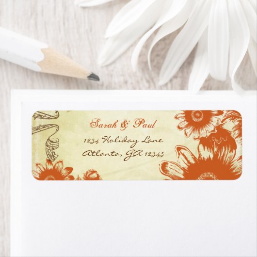 Russet Sinaasappel  Bloem Retouradres Etiket (Insitu)