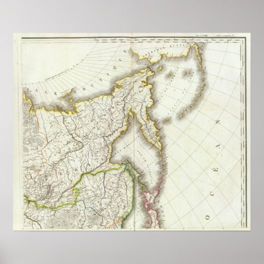 Russia & Asia Engraved Map Poster (Voorkant)