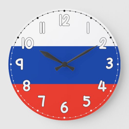 Russia Flag Wall Clock – Russia Decor Grote Klok (Voorkant)