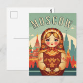 Russia Moscow Matroyshka Doll Travel Briefkaart (Voorkant / Achterkant)