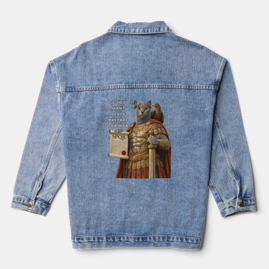 Russian Blue Caesar Cat Denim Jacket (Achterkant)