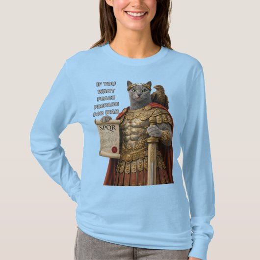Russian Blue Caesar Cat T-shirt (Voorkant)