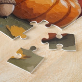 Russian Blue Cat Autumn verlaat Thanksgiving kunst Legpuzzel (Zijkant)