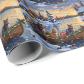 Russian Blue Cat Christmas Boat Holiday Cadeaupapier (Rol Hoek)
