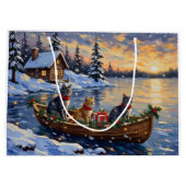 Russian Blue Cat Christmas Boat Holiday Groot Cadeauzakje (Achterkant)