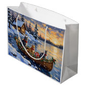 Russian Blue Cat Christmas Boat Holiday Groot Cadeauzakje (Achterkant Gekanteld)