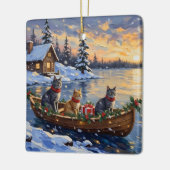 Russian Blue Cat Christmas Boat Holiday Keramisch Ornament (Links)