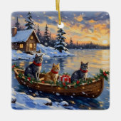Russian Blue Cat Christmas Boat Holiday Keramisch Ornament (Voorkant)