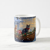 Russian Blue Cat Christmas Boat Holiday Koffiemok (Voorkant rechts)