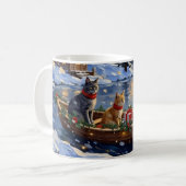 Russian Blue Cat Christmas Boat Holiday Koffiemok (Voorkant links)
