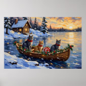 Russian Blue Cat Christmas Boat Holiday Poster (Voorkant)