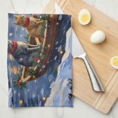 Russian Blue Cat Christmas Boat Holiday Theedoek (Quarter Fold)