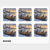 Russian Blue Cat Christmas Boat Holiday Vierkante Sticker (Vel)