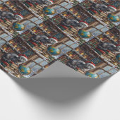 Russian Blue Cat Christmas Library Reading Nook Cadeaupapier (Hoek)