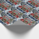 Russian Blue Cat Christmas Red Truck Holiday Cadeaupapier (Hoek)