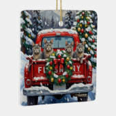 Russian Blue Cat Christmas Red Truck Holiday Keramisch Ornament (Rechts)