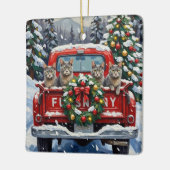 Russian Blue Cat Christmas Red Truck Holiday Keramisch Ornament (Links)