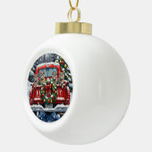 Russian Blue Cat Christmas Red Truck Holiday Keramische Bal Ornament (Rechts)