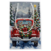 Russian Blue Cat Christmas Red Truck Holiday Medium Cadeauzakje (Voorkant)