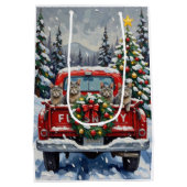 Russian Blue Cat Christmas Red Truck Holiday Medium Cadeauzakje (Achterkant)