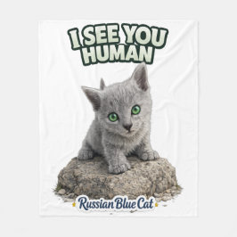 Russian Blue Cat Fleece Blanket Deken