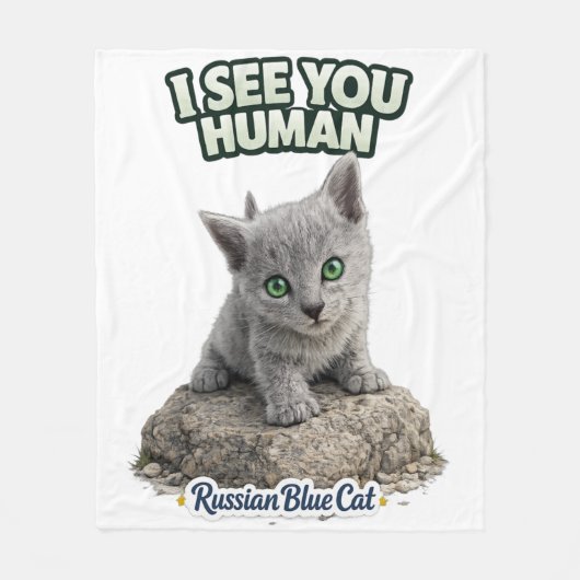 Russian Blue Cat Fleece Blanket Deken (Voorkant)